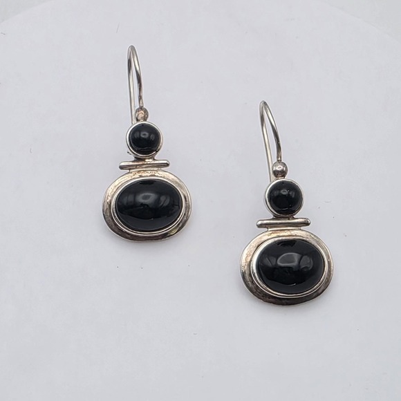 Silpada Jewelry - Vtg SILPADA Earrings 925 Sterling Silver Black Onyx Dangle Drop Signed FREE $HIP